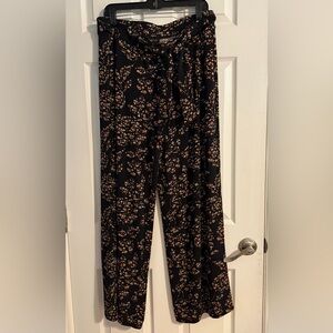 WHBM Printed Wide Leg Pants with Tie-Size Large
